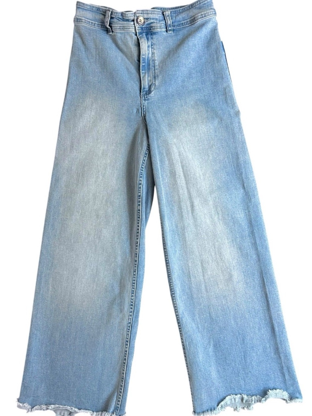 Women's Billabong Free Fall Wide-Leg Jeans in Indigo SIze 28 Raw Hem Stret
